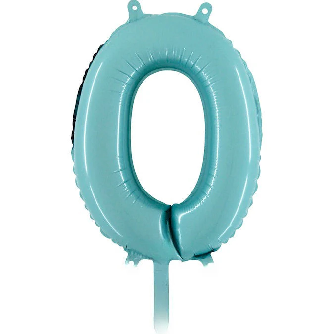 14" Airfill Only (Sticks Sold Separately) (Self Sealing) Number Zero Pastel Blue Balloon