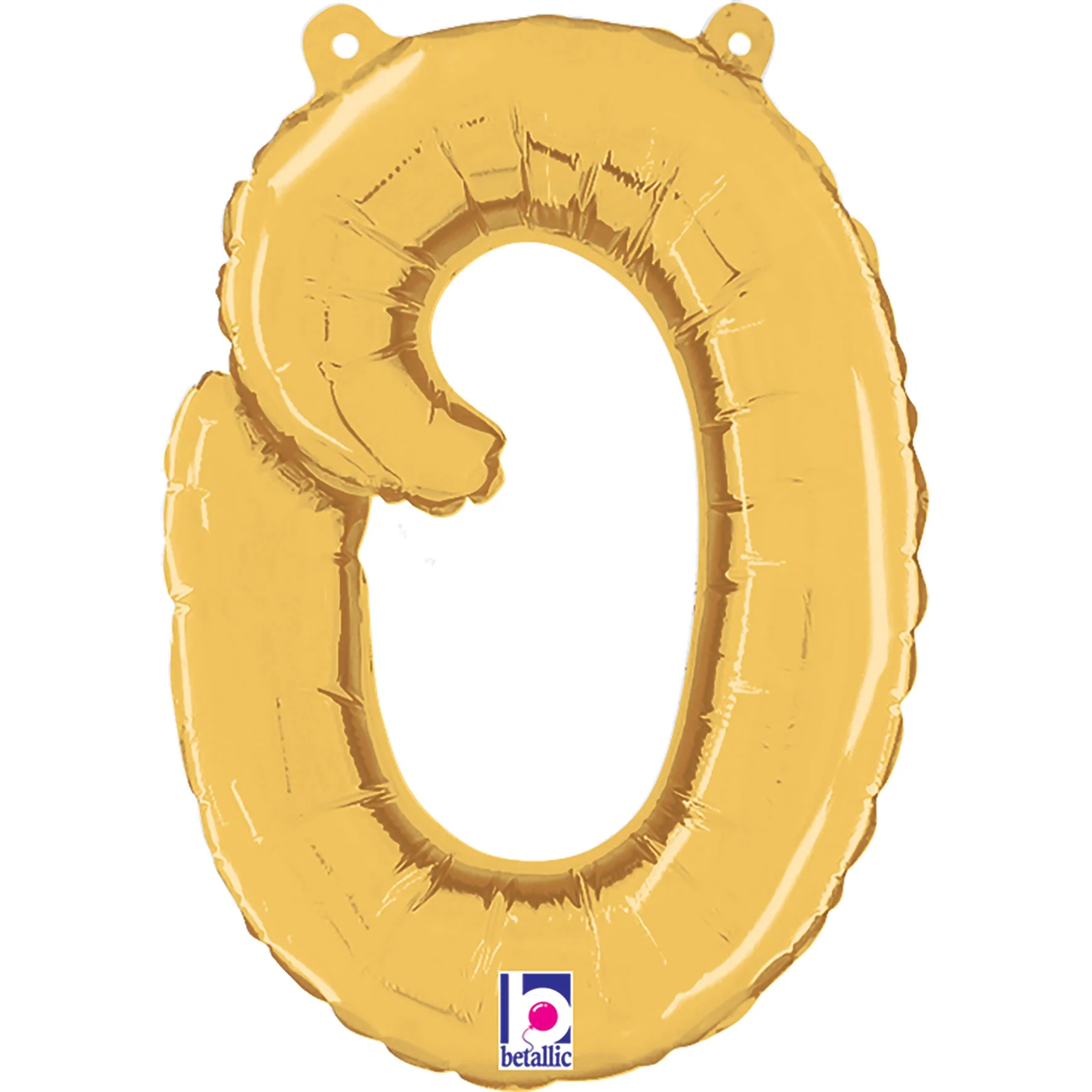 14" Air Filled Only Script Letter "O" Gold Foil Balloon (Sticks Sold Separately)
