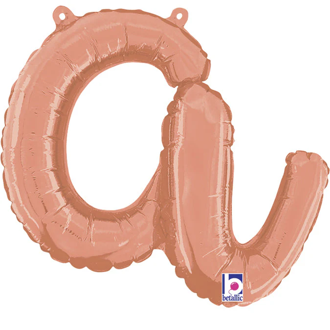 14" Air Filled Only Foil Script Letter "A" Rose Gold Foil Balloon (Sticks Sold Separately)