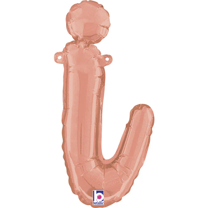 14" Air Filled Only Script Letter "I" Rose Gold Foil Balloon (Sticks Sold Separately)