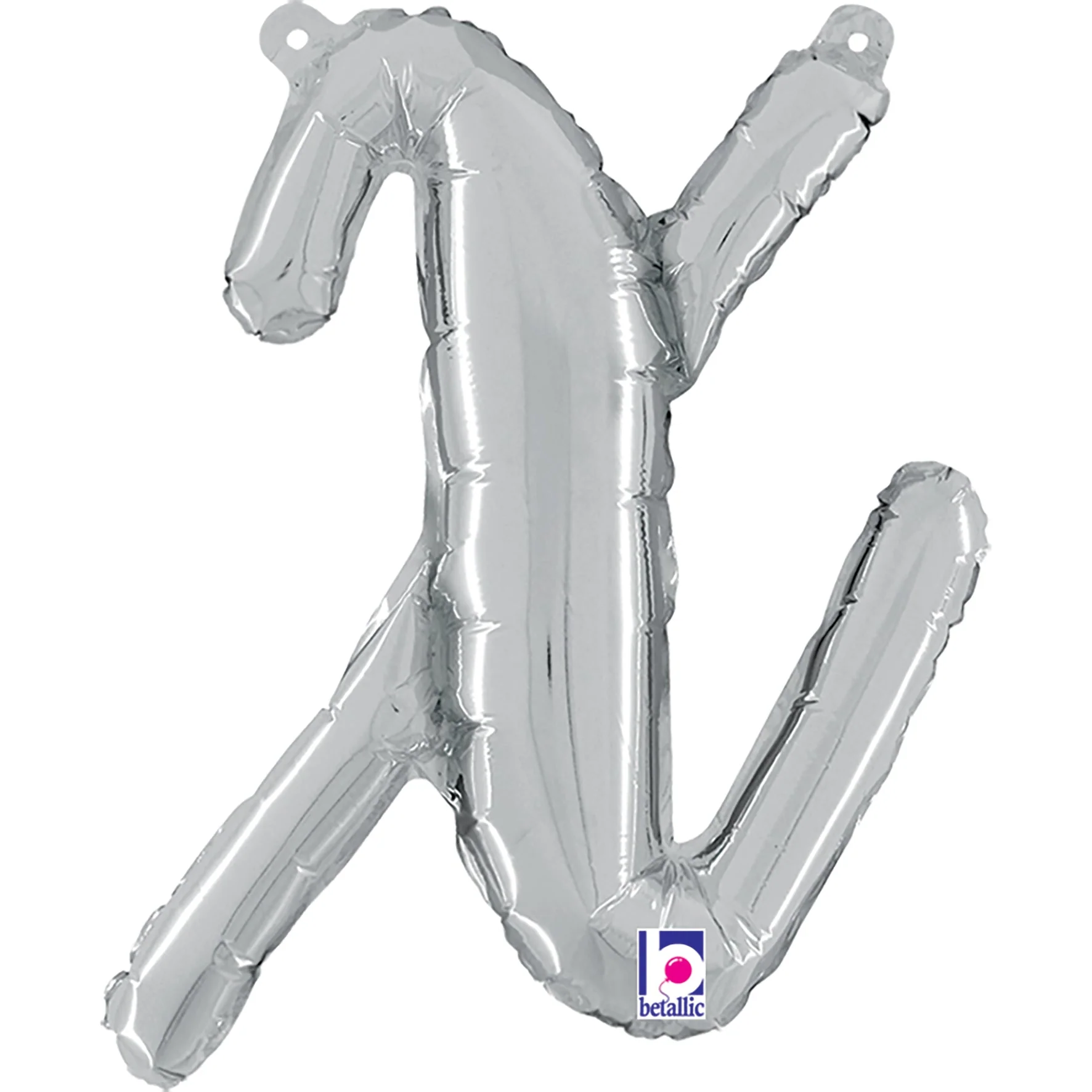 14" Air Filled Only Script Letter "X" Silver Foil Balloon (Sticks Sold Separately)