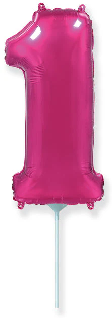 14" Airfill Only Flexmetal Foil Balloon Number "1" Color Fuchsia