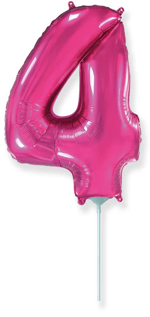 14" Airfill Only Flexmetal Foil Balloon Number "4" Color Fuchsia