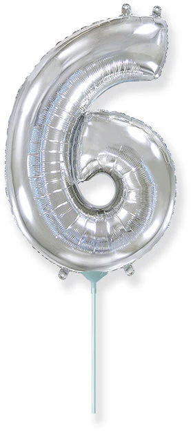 14" Airfill Only Flexmetal Foil Balloon Number "6" Color Silver