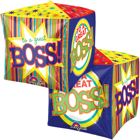 15" Cubez Great Boss Stripes Balloon Packaged