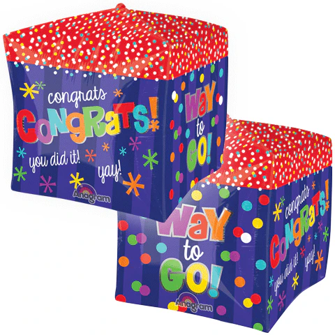 15" Cubez Way to Go! Congrats Cube Balloon Packaged