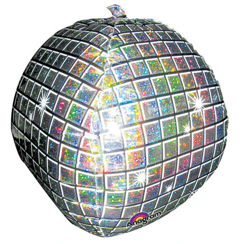 15" Holographic Ultrashape Disco Ball Packaged Balloon