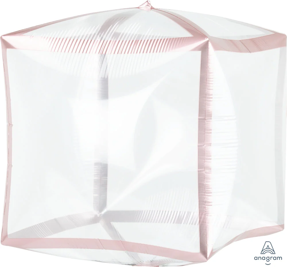 15" X 15" Rose Gold Trim Cubez Foil Balloon