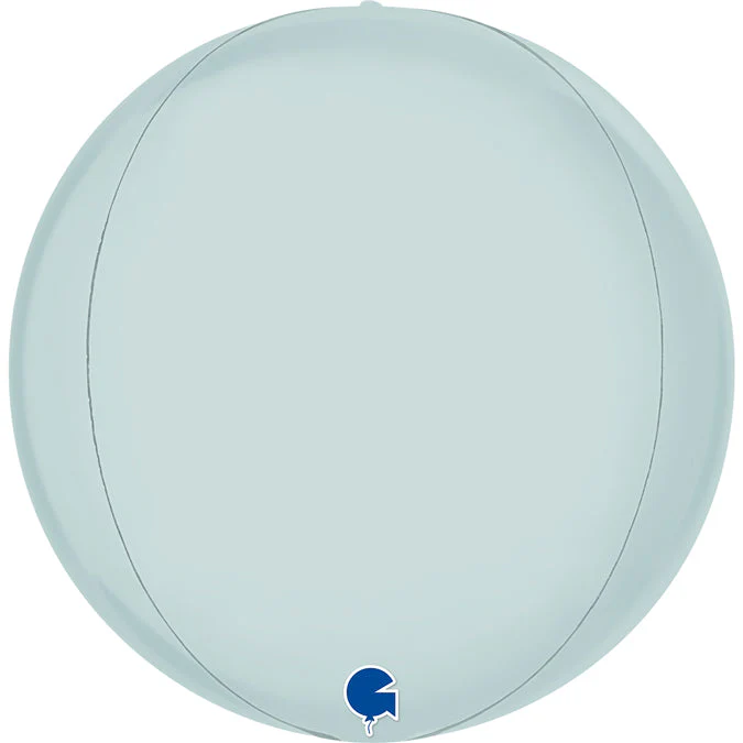 15" (22" Deflated) Globe Satin Pastel Blue 4D Foil Balloon