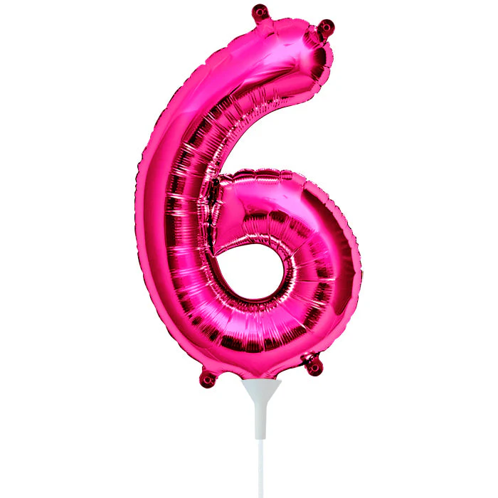 16" Airfill Only Self Sealing Number 6 - Magenta Foil Balloon