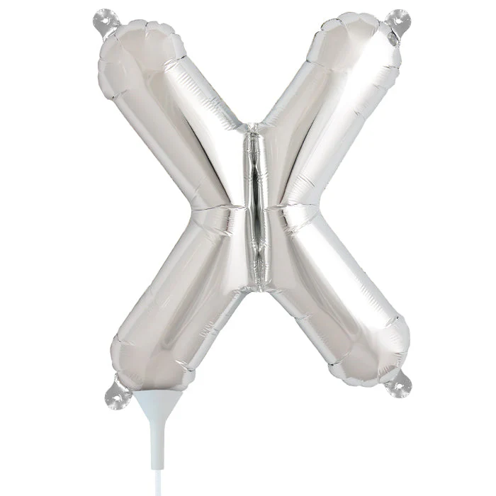 16" Airfill Only Self Sealing 16" Letter X - Silver Foil Balloon