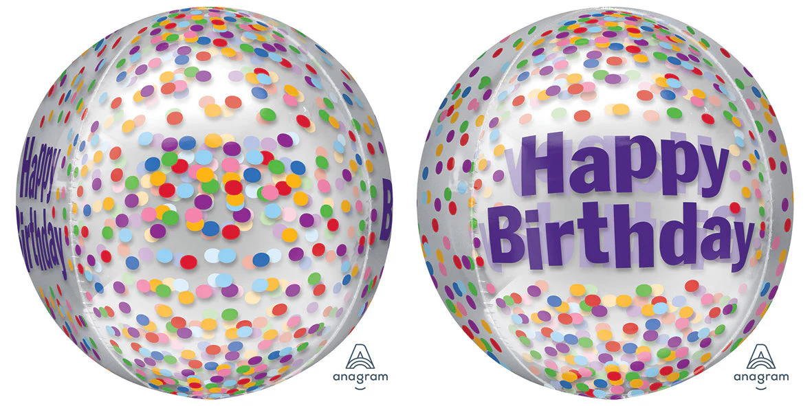 16" Orbz Happy Birthday Funfetti Foil Balloon