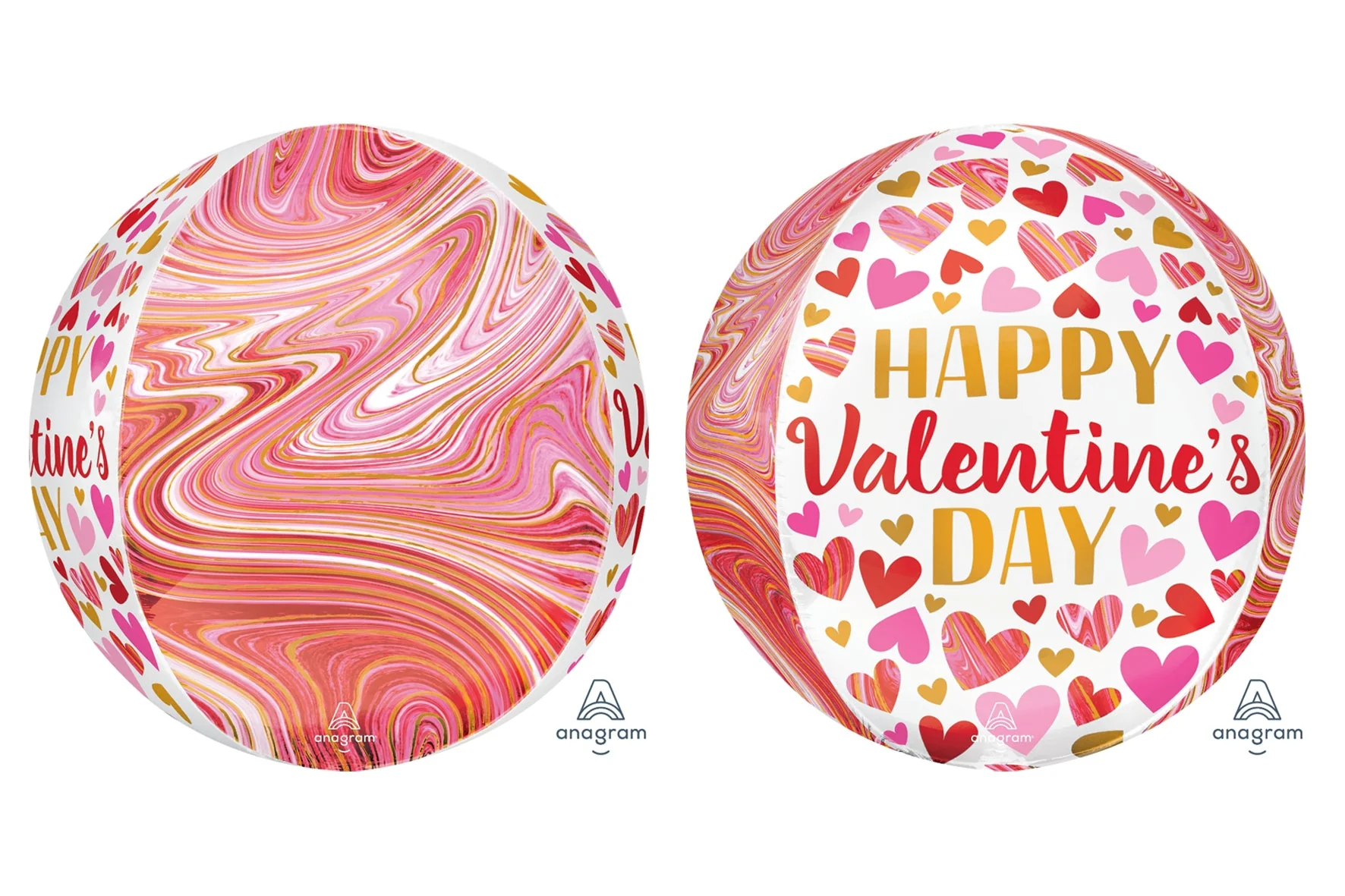 16" Orbz Happy Valentine's Day Marbling Foil Balloon