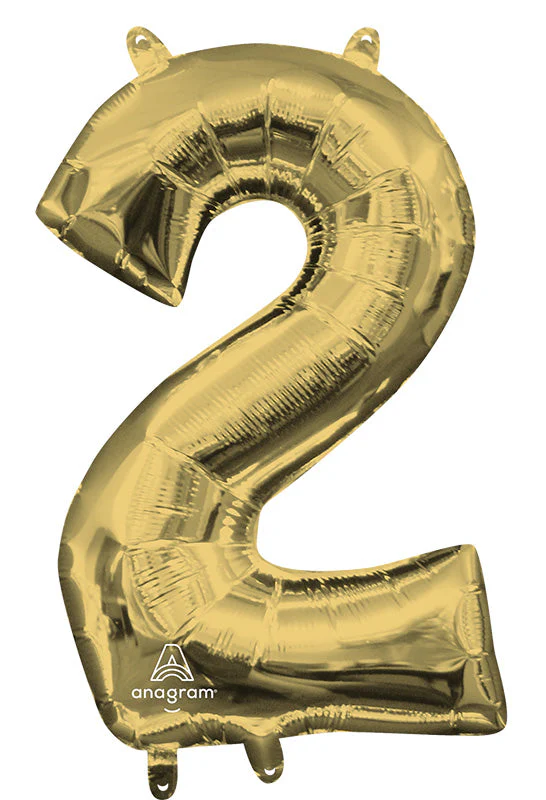 16" Airfill Only Anagram Brand Number " 2" White Gold Foil Balloon