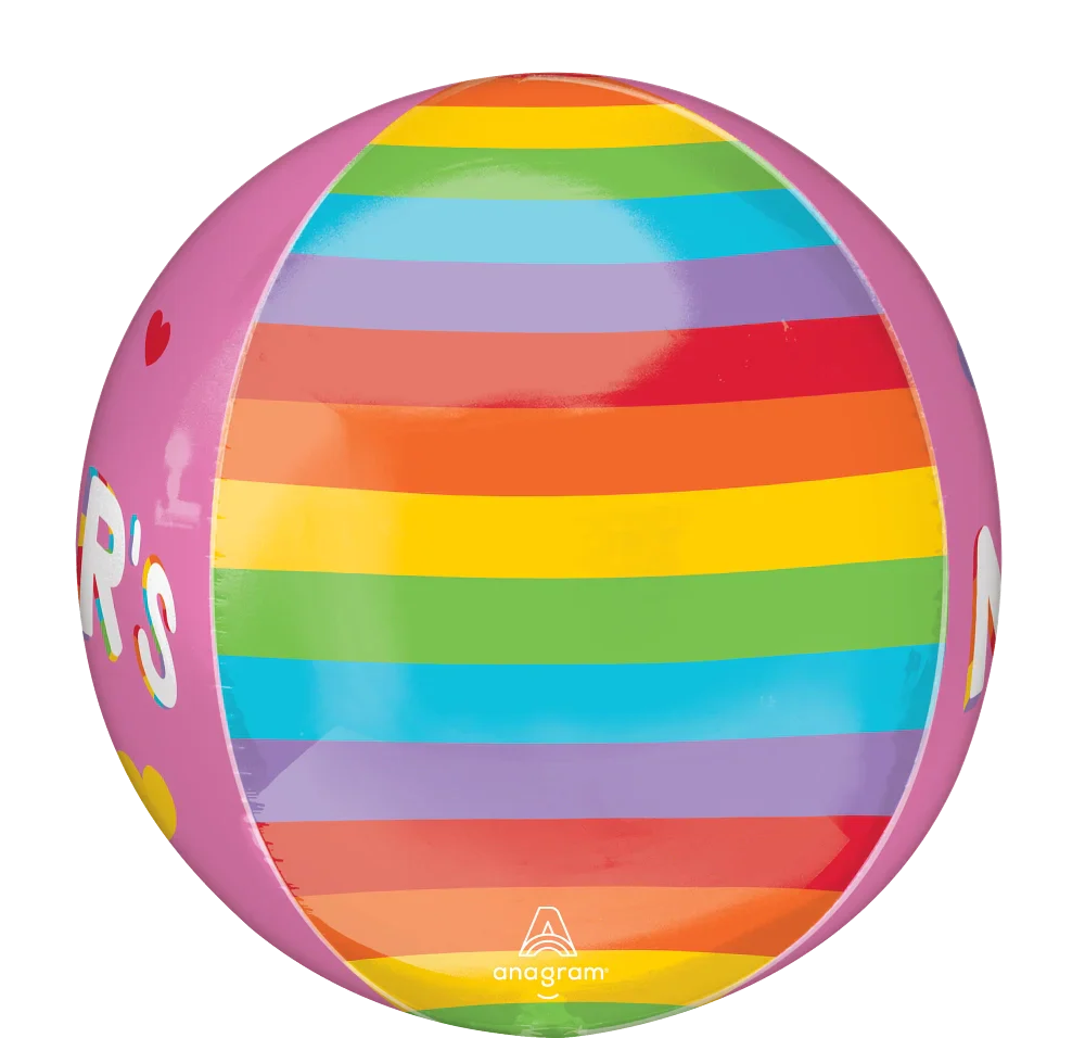 16" Happy Mother's Day Brilliant Rainbow Orbz Foil Balloon - Image 2