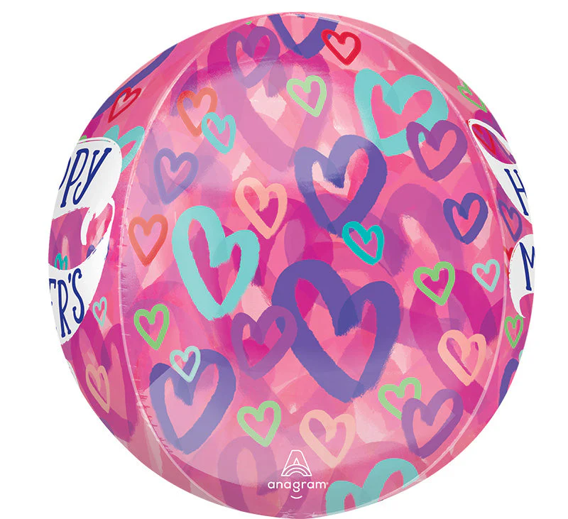 16" Happy Mother's Day Layered Hearts Orbz Foil Balloon - Image 2