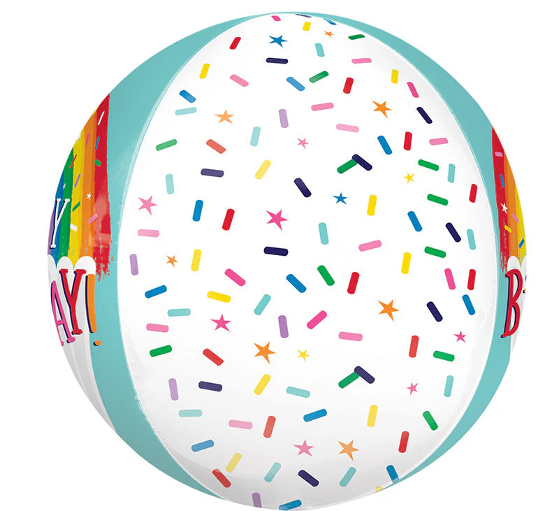 16" Orbz Rainbow Sprinkles Birthday Foil Balloon - Image 2