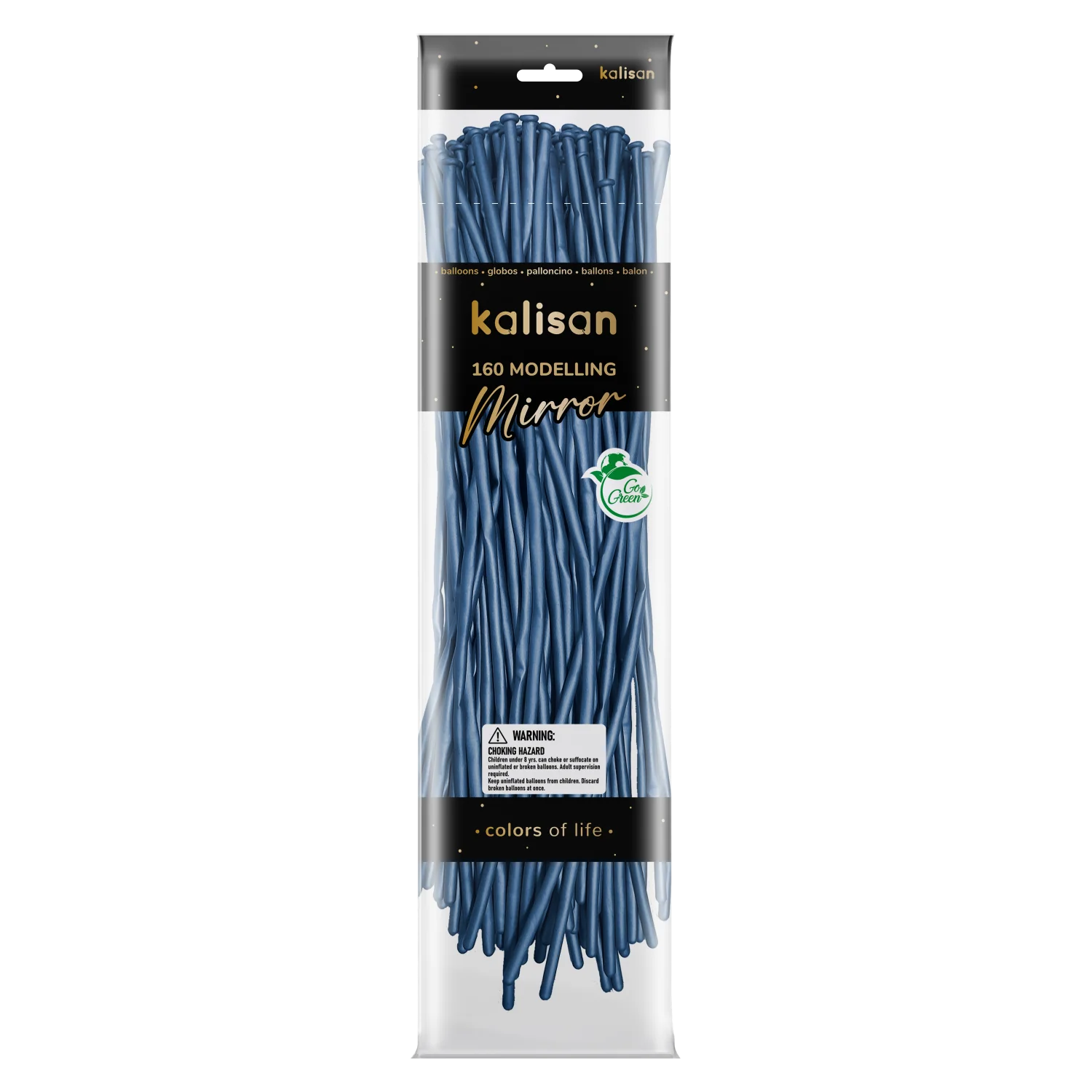160K Nozzle Up Kalisan Twisting Latex Balloons Mirror Blue (50 Per Bag)