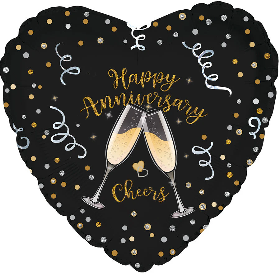 17" Anniversary Flutes Foil Balloon