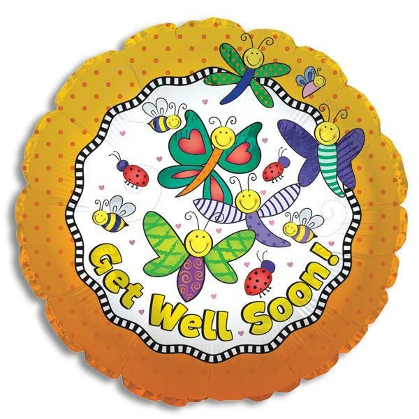 17" Get Well Butterflies & Bugs Balloon