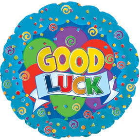 17" Good Luck Blue Many Balloons Packaged