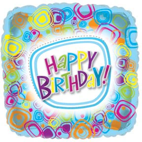 17" Groovy Happy Birthday Square Packaged Balloon