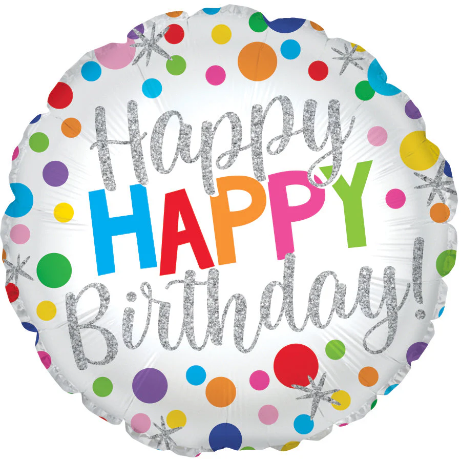 17" Happy Birthday Big Dots Foil Balloon