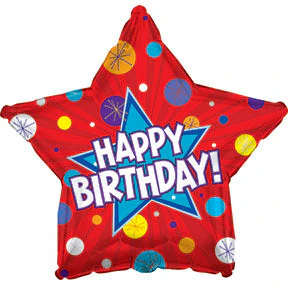 17" Happy Birthday Day Dynamic Star Packaged Balloon