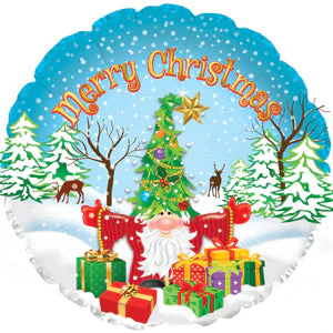 17" Merry Christmas Tree Hat Ghome Foil Balloon