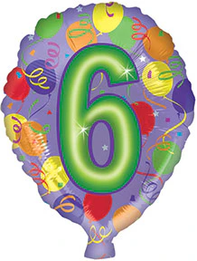 17" Number Shaped "6" Packaged Balloon