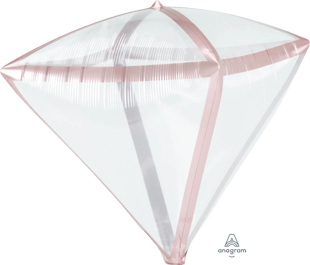 17" X 15" Rose Gold Trim Diamondz Foil Balloon