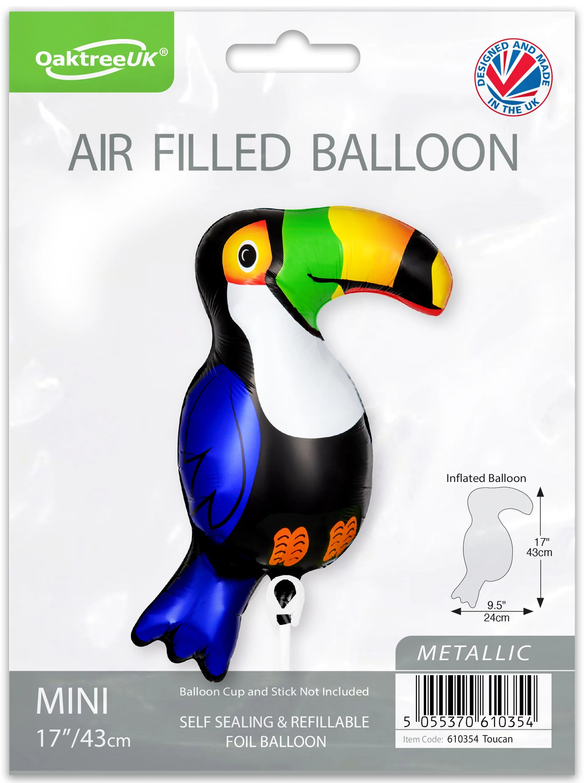 17" Airfill Only (Sticks Sold Separately) Oaktree Mini Shape Toucan Metallic Packaged - Image 2