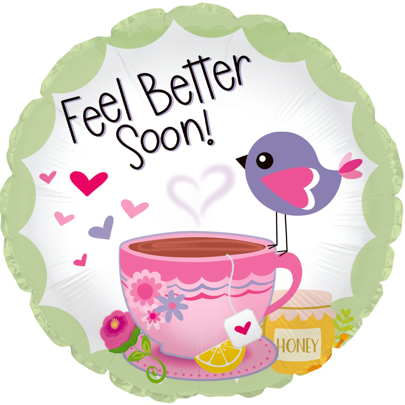 17" Feel Better Teacup Foil Balloon