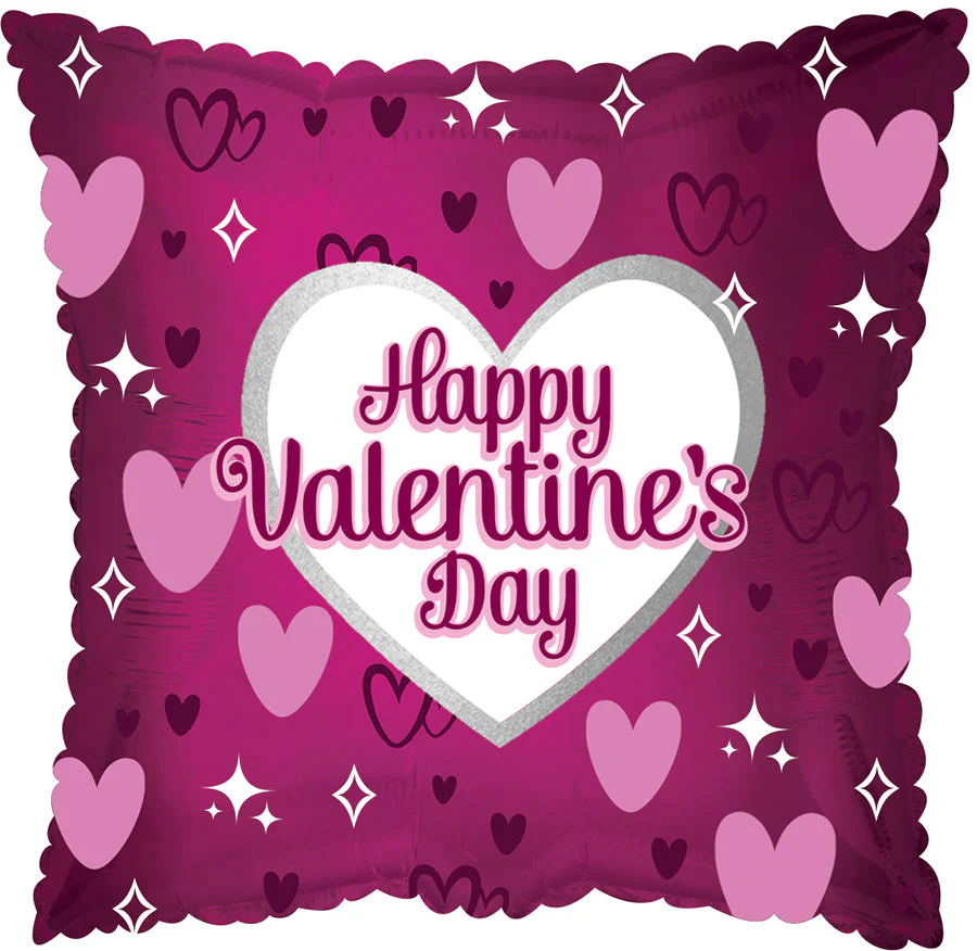 17" Happy Valentine's Day Hearts and Stars Foil balloon