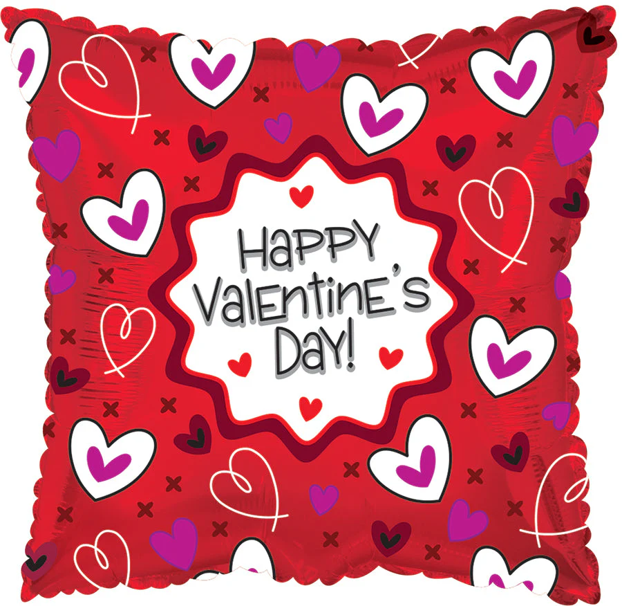17" Happy Valentine's Day Whimsy Foil balloon