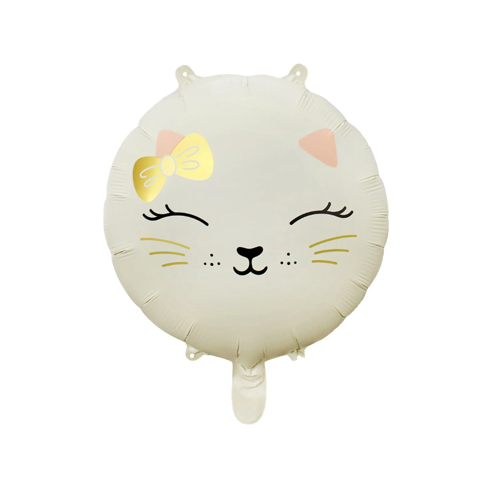 17" Matte Cat Head Round Foil Balloon Cream/Ivory