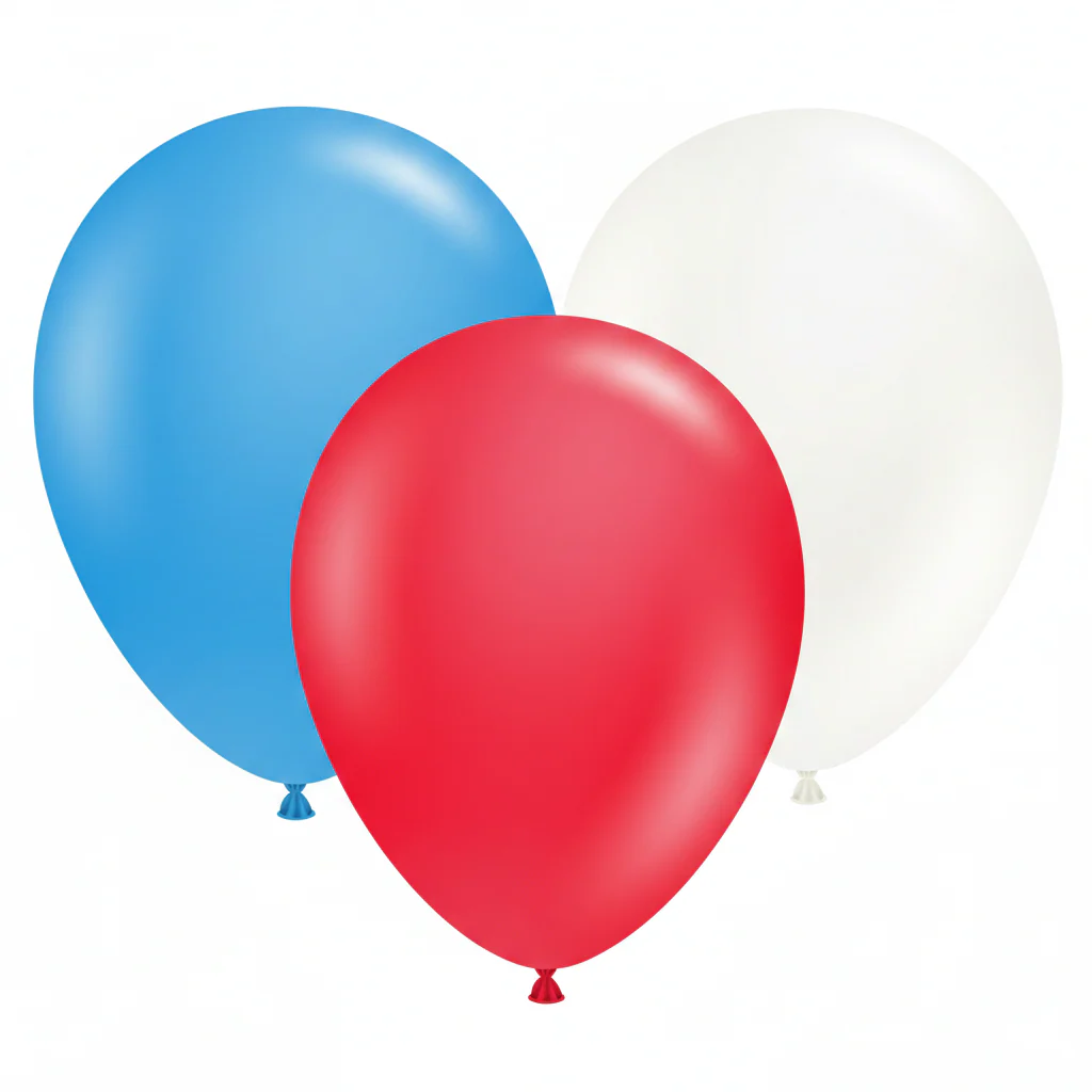 17" Tuftex Latex Balloons (50 Per Bag) Red/White/Blue Patriotic Assorted