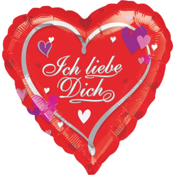18" Ich Liebe Dich (I Love You German) Foil Balloon