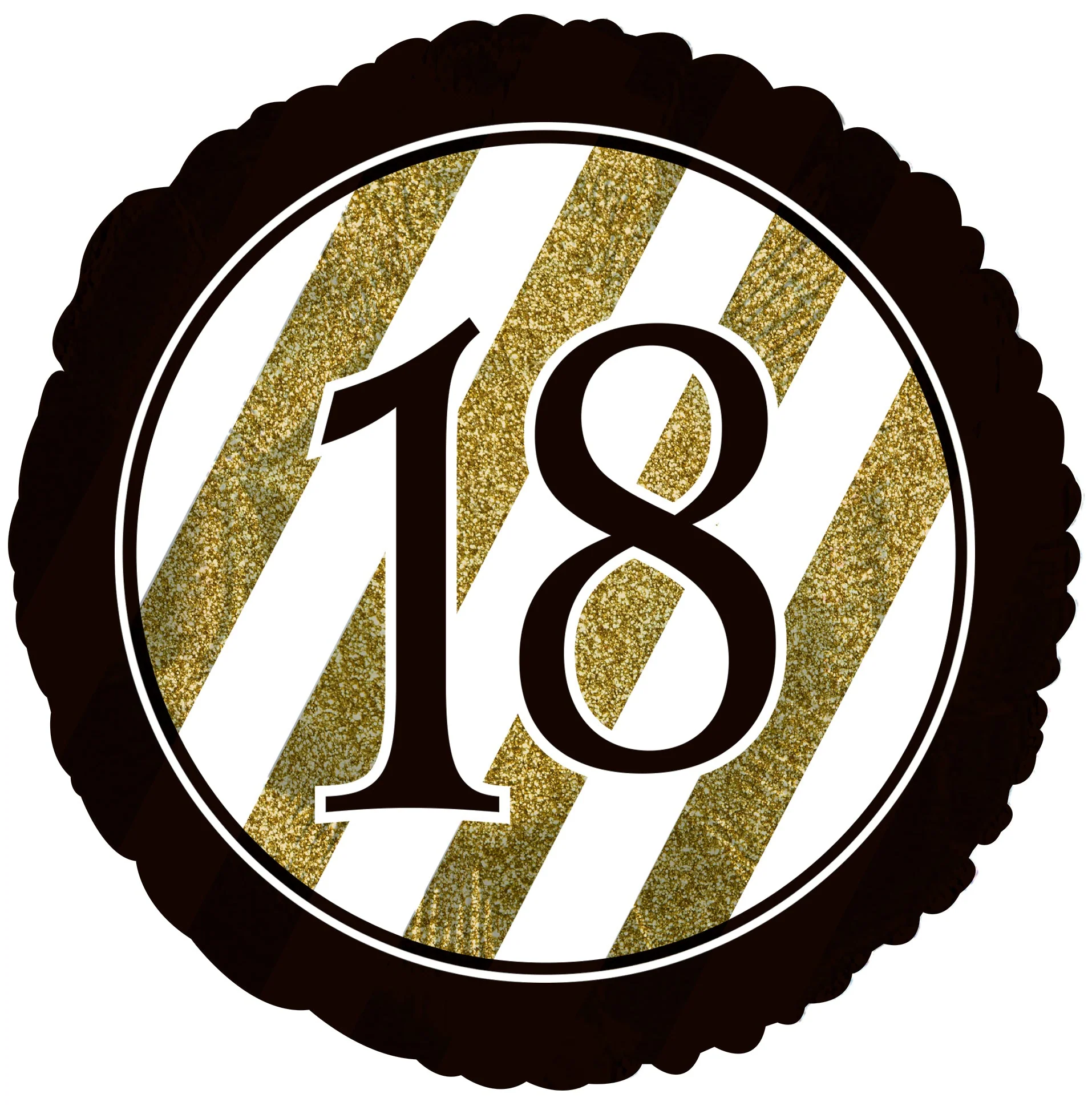 18" 18 Black & Gold Glitter Foil Balloon