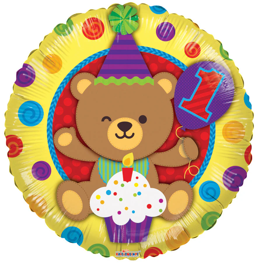 18" 1st Birthday Bear Balloon