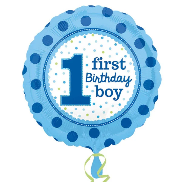 18" 1st Birthday Boy Balloon Packaged