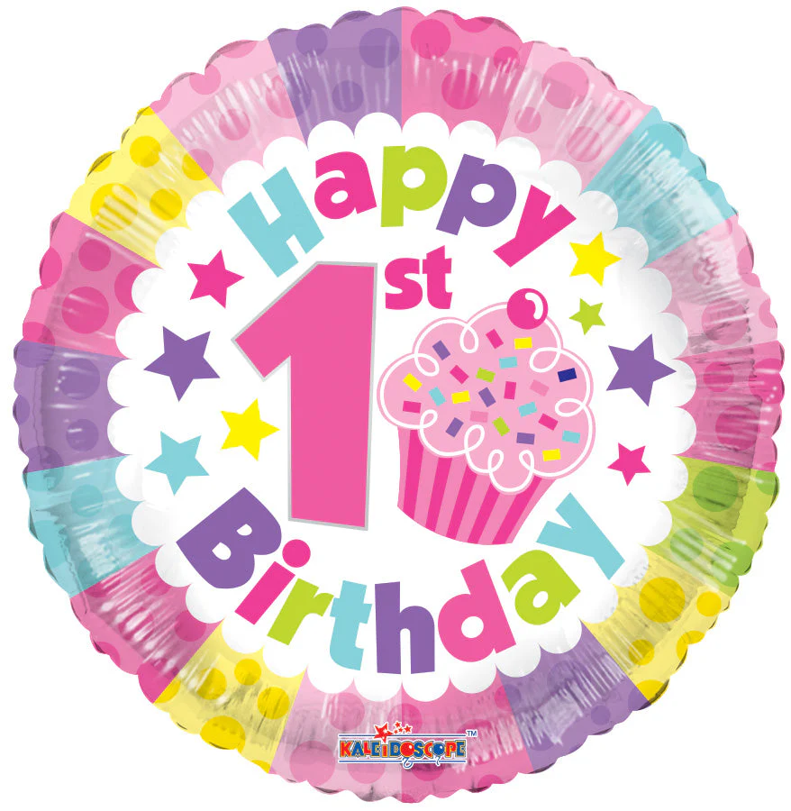 18" 1st Birthday Girl Balloon