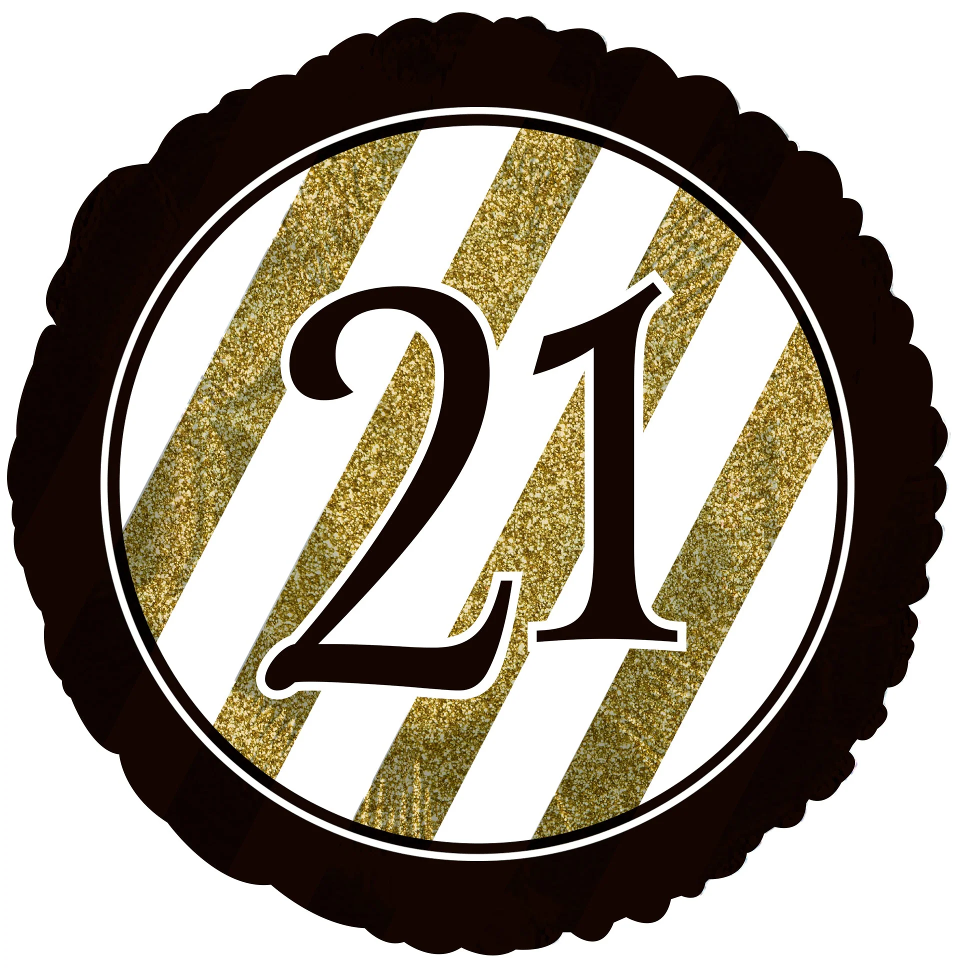 18" 21 Black & Gold Glitter Foil Balloon