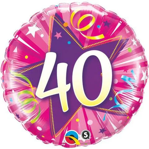 18" 40 Shining Star Hot Pink Mylar Balloon
