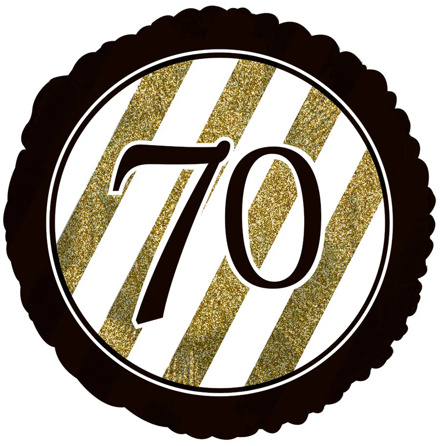 18" 70 Black & Gold Glitter Foil Balloon