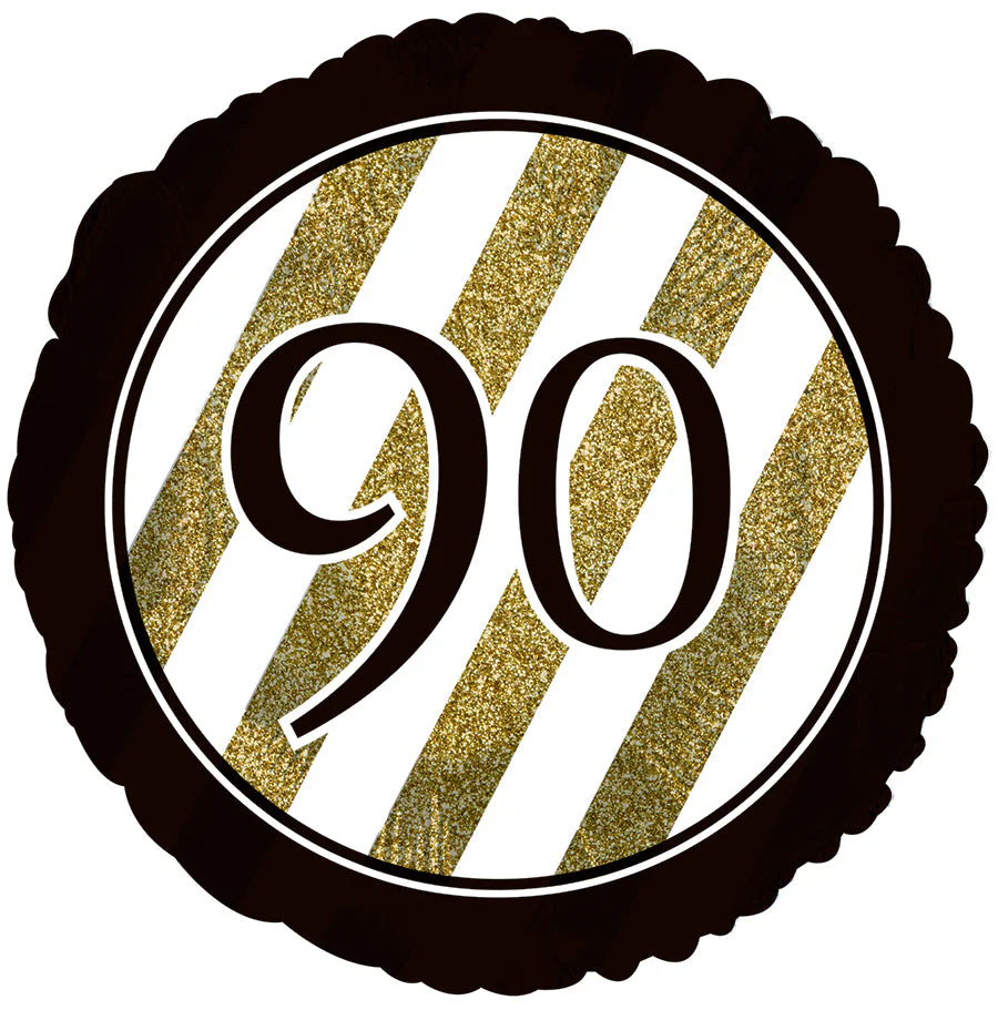18" 90 Black & Gold Glitter Foil Balloon