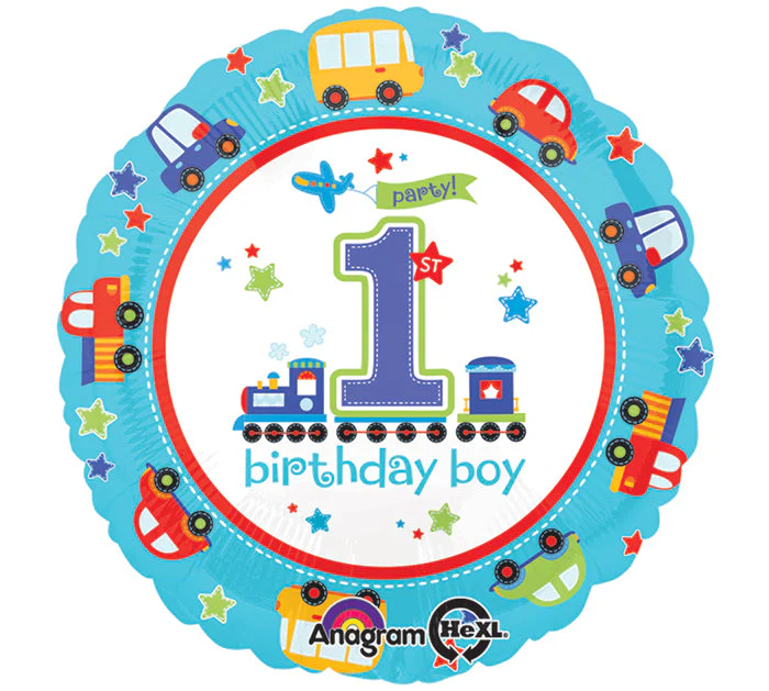 18" All Aboard Bday Balloon Packaged