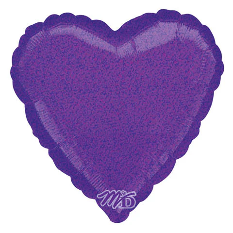 18" Anagram Brand Holographic Purple Dazzler Heart Balloon