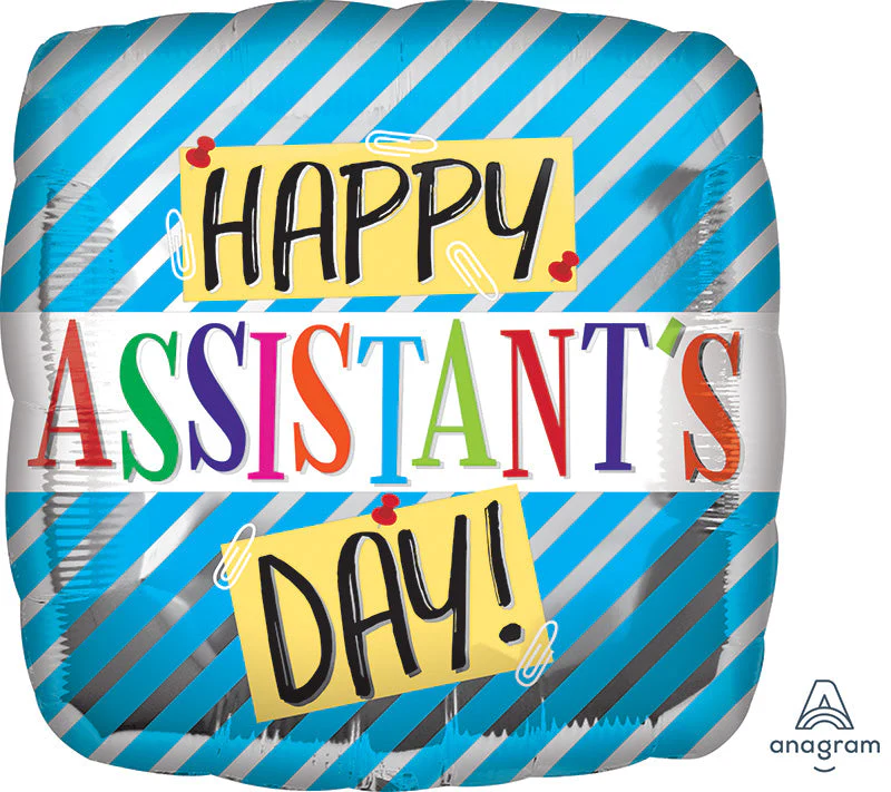 18" Assistant's Day Blue Stripes Foil Balloon