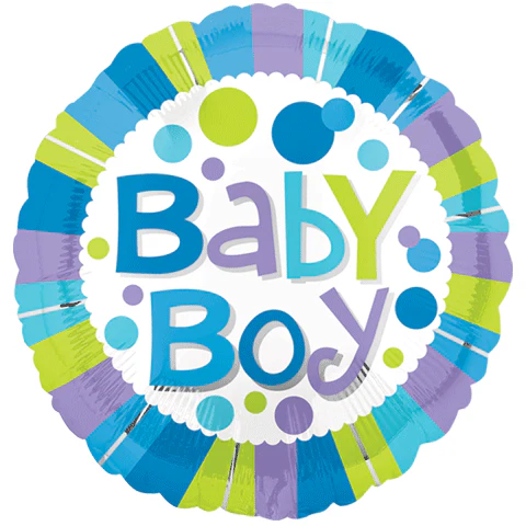 18" Baby Boy Stripes Dots Balloon